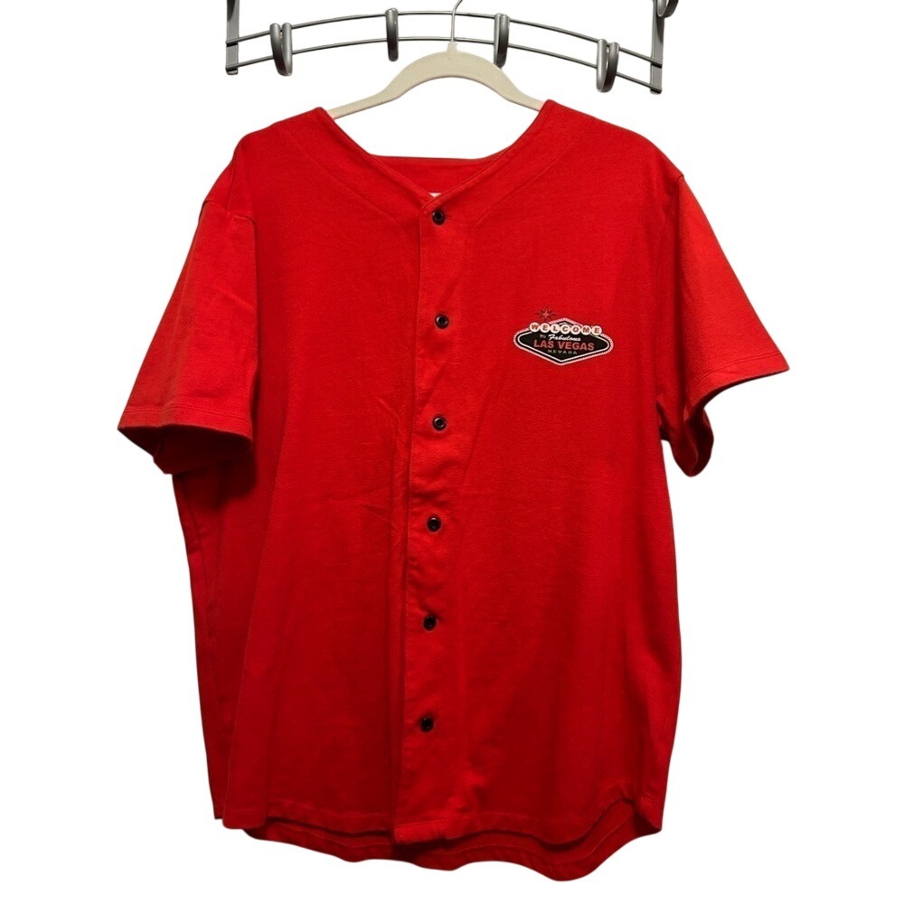 American Apparel Shirt Mens XL Welcome to Las Vegas baseball jersey red Vacation